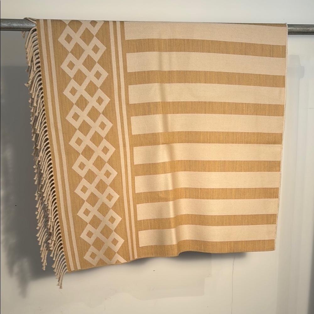 Tan and Cream Geometric Patterned shawl